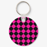 Pink & Black Argyle Keychain