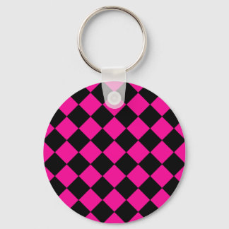 Pink & Black Argyle Keychain