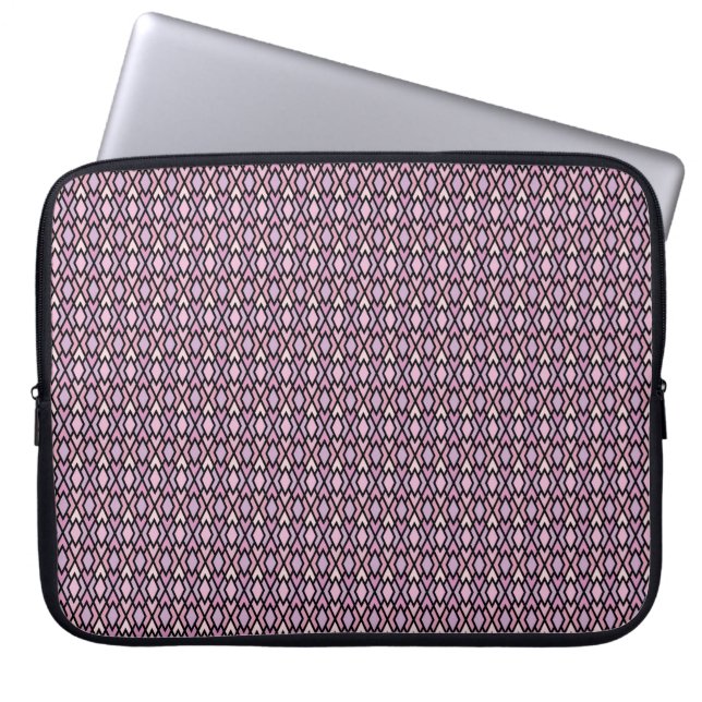 Pink & Black Argyle Laptop Sleeve (Front)