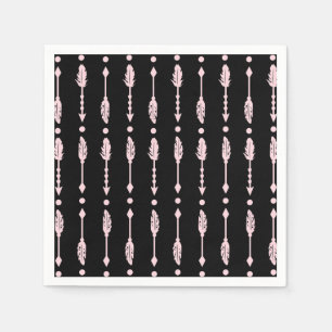 Pink & Black Arrows Wild ONE Girls Birthday Party Napkins