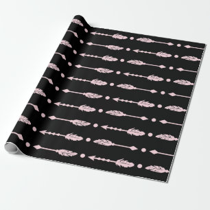 Pink & Black Arrows Wild ONE Girls Birthday Party Wrapping Paper