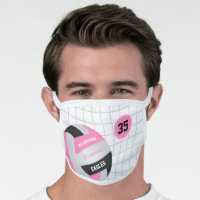 pink black athlete name jersey number volleyball face mask