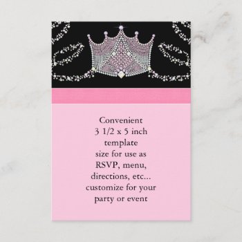 Pink Black Baby Girl Princess Baby Shower Rsvp by BabyCentral at Zazzle