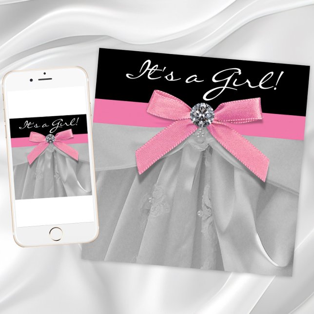 Pink Black Baby Girl Shower Invitations (Creator Uploaded)