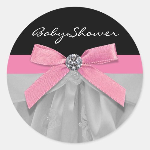 Pink Black Baby Girl Shower Stickers