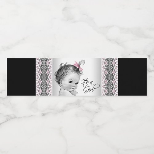 Pink Black Baby Girl Water Bottle Labels