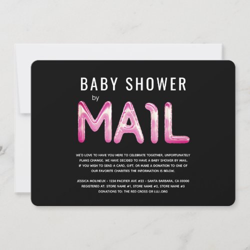 Pink Black Baby Shower by Mail Girls Invitation