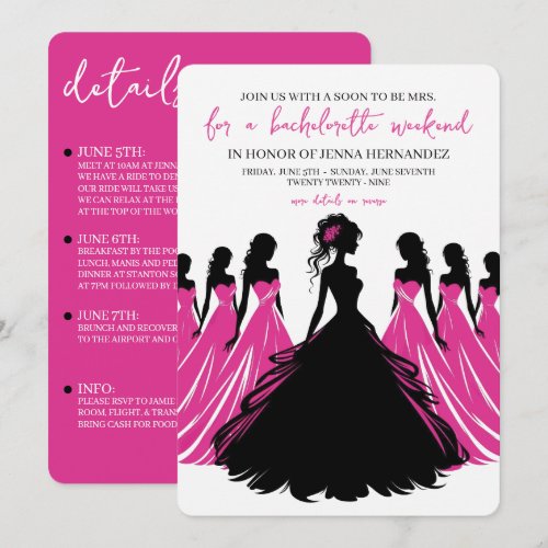 Pink &amp; Black Bachelorette Party Invitation
