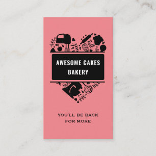 Pink Black Baker Bakery Cakes Cookies Pastry Chef Business Card