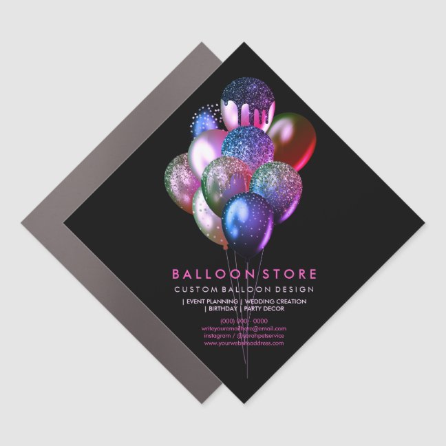 Pink Black Balloons for Event Planning and Party Car Magnet