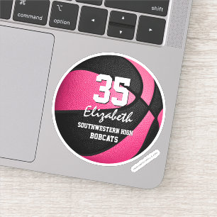 Pink black basketball team colors girls sports sticker