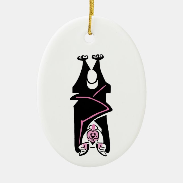 Pink & black  BAT - Halloween - Goth - Wildlife - Ceramic Ornament (Front)