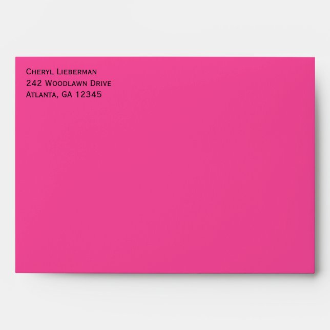 Pink Black Bat Mitzvah A7 Envelope for 5"x7" Sizes (Front)