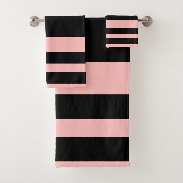 Pink & Black  Bathroom Towel Set (Insitu)