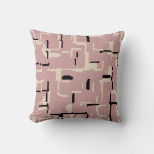 Pink Black Beige Modern Throw Pillow