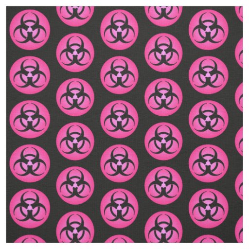 Pink & Black Biohazard Symbol Fabric