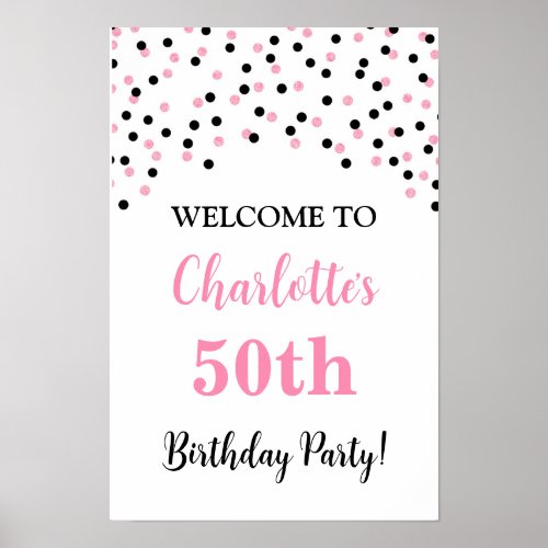 Pink Black Birthday Party Custom 20x30 Poster
