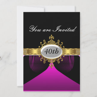 pink Black  Birthday Party Glamour Invitation