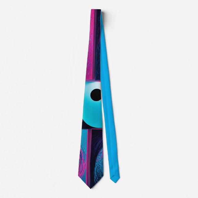 Pink Black Blue Geometric  Neck Tie (Front)