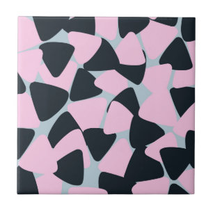 Pink Black Blue Triangle Pattern Ceramic Tile