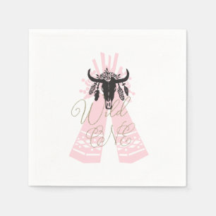 Pink & Black Boho Chic Wild ONE 1st Birthday Party Napkins