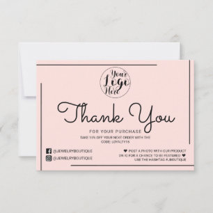 Pink Black Border Script Logo Customer Thank You