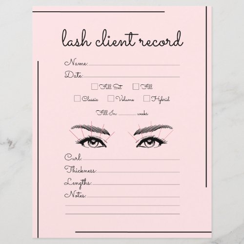 Pink Black Border Script Logo Lash Client Record