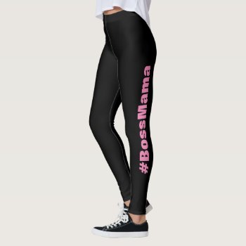 Pink Black Boss Mama Personalized Apparel Leggings by Visages at Zazzle
