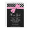 Pink Black Bow Polka Dot Baby Shower Invitations