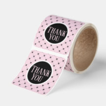 Pink & Black Bow Thank You Square