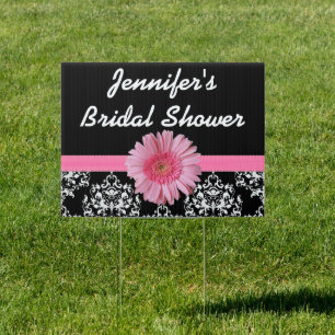 Pink & Black Bridal Shower Yard Sign