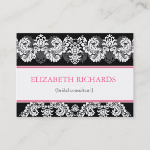 Pink & Black Brocade Chubby Business Card