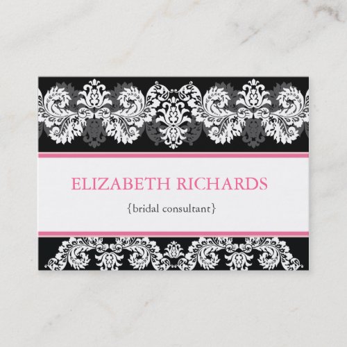 Pink &amp; Black Brocade Chubby Business Card