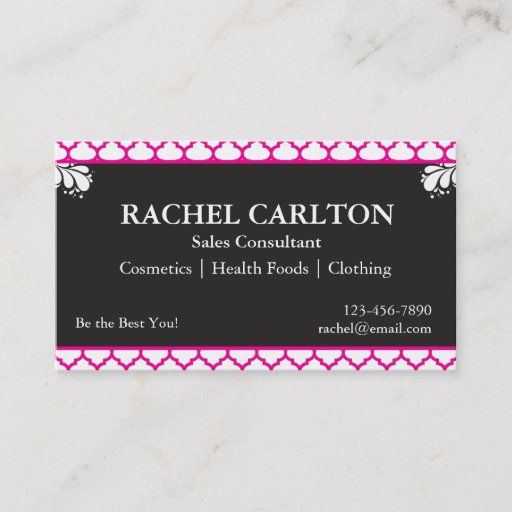 Customizable Pink &amp; Black Business Cards