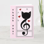 Pink Black Cat Musical Notes Teacher Thank You