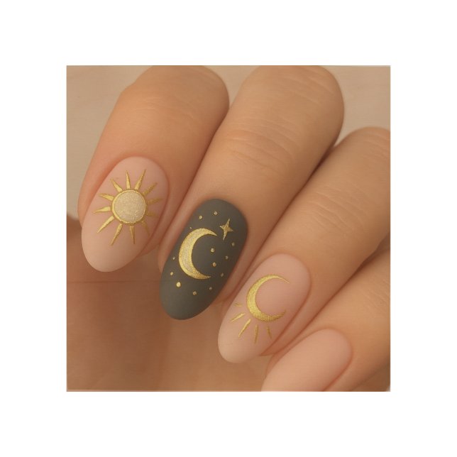 Pink & Black Celestial Nail Wood Wall Art (Front)