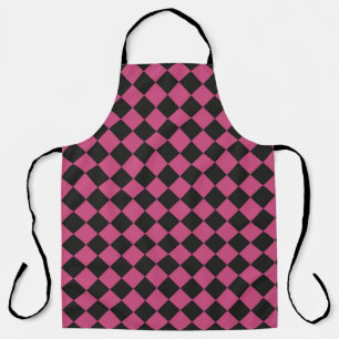 Pink Black Checker Diamond Pattern Apron
