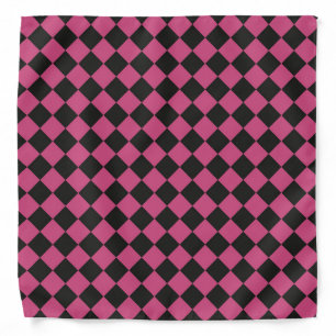 Pink Black Checker Diamond Pattern  Bandana