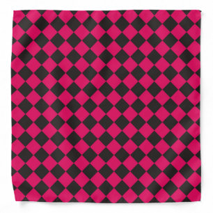 Pink Black Checker Diamond Pattern Bandana