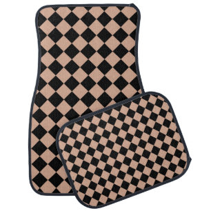 Pink Black Checker Diamond Pattern Car Floor Mat