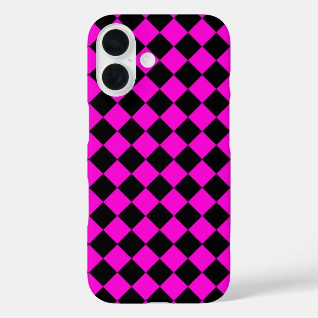 Pink Black Checker Diamond Pattern Case-Mate iPhone Case (Back)