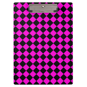Pink Black Checker Diamond Pattern Clipboard