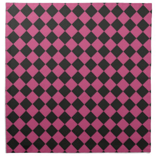 Pink Black Checker Diamond Pattern Cloth Napkin