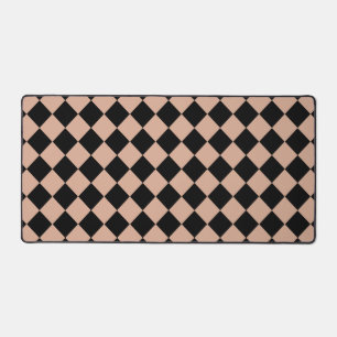 Pink Black Checker Diamond Pattern Desk Mat