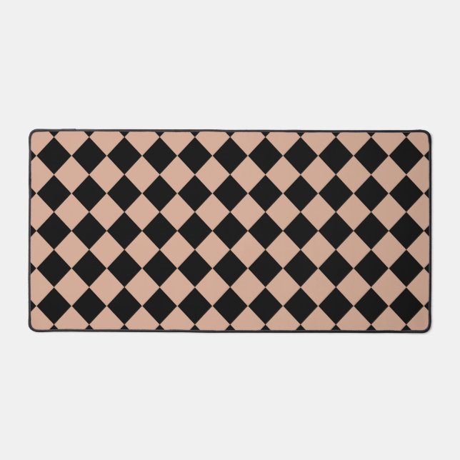 Pink Black Checker Diamond Pattern  Desk Mat (Front)