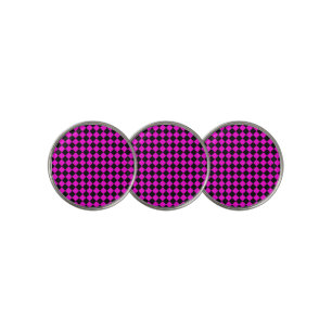 Pink Black Checker Diamond Pattern Golf Ball Marker