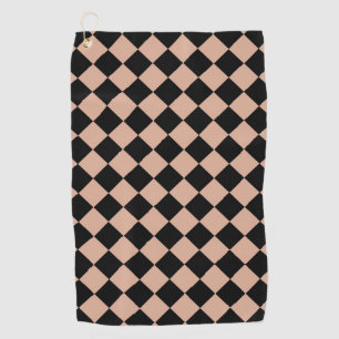 Pink Black Checker Diamond Pattern Golf Towel