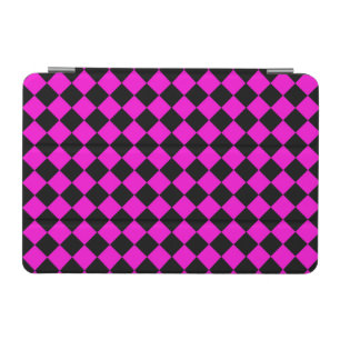 Pink Black Checker Diamond Pattern iPad Mini Cover