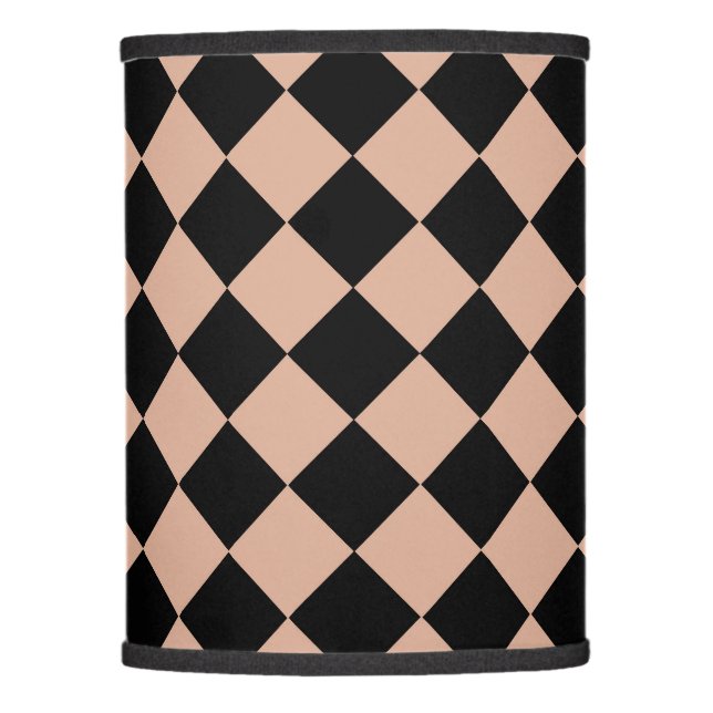 Pink Black Checker Diamond Pattern Lamp Shade (Front)