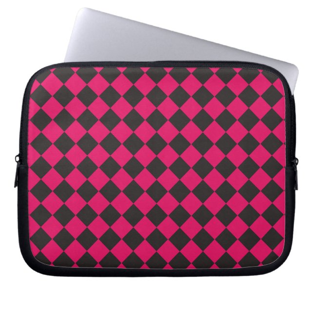 Pink Black Checker Diamond Pattern  Laptop Sleeve (Front)